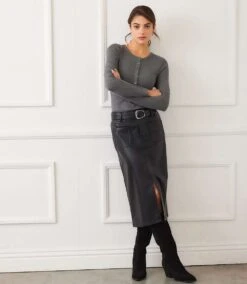 Faux Leather Midi Skirt -Karen Kane Store 07BB7827 C8CF 4CE0 8DEC B6EC0878A208