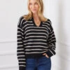 Stripe Polo Sweater -Karen Kane Store 0F450320 5F00 4827 B29B 1A203E9D619A