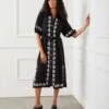 Puff Sleeve Embroidered Shirtdress -Karen Kane Store 1L00406 BLK karenkane 2025 Spring 00