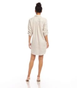 Petite Size Roll Tab Linen Shirtdress -Karen Kane Store 1L01560P OAT karenkane 2025 Spring 00 3