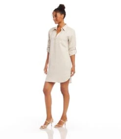 Roll Tab Linen Shirtdress -Karen Kane Store 1L01560 OAT karenkane 2025 Spring 00 2