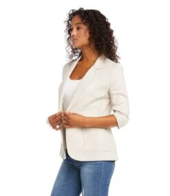 Ruched Sleeve Jacket 10 Ruched Sleeve Jacket -Karen Kane Store 1L01561 oat sw 3