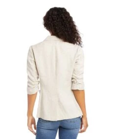 Ruched Sleeve Jacket 11 Ruched Sleeve Jacket -Karen Kane Store 1L01561 oat sw 4