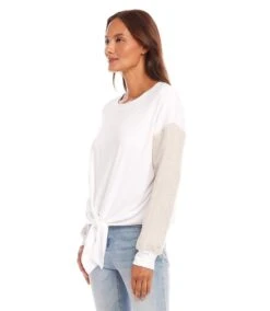 Contrast Tie-Front Top -Karen Kane Store 1L05525 OWOAT karenkane 2025 Spring 00 2