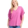 Plus Size Flutter Sleeve Top 1 Plus Size Flutter Sleeve Top -Karen Kane Store 1L05526W TUL karenkane 2025 Spring 00 1