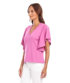 Flutter Sleeve V-Neck Top -Karen Kane Store 1L05526 TUL karenkane 2025 Spring 00 2 98b517d0 a4db 4c99 b345 943725806106