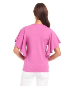 Flutter Sleeve V-Neck Top -Karen Kane Store 1L05526 TUL karenkane 2025 Spring 00 3