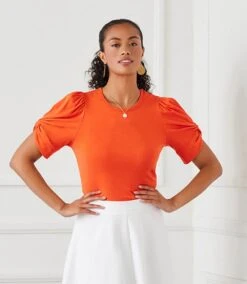 Petite Size Twist Sleeve Top