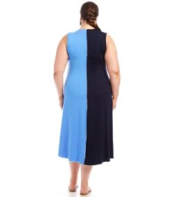 Plus Size Sleeveless Colorblock Midi Dress 8 Plus Size Sleeveless Colorblock Midi Dress -Karen Kane Store 1L13031W NBL karenkane 2025 Spring 00 3