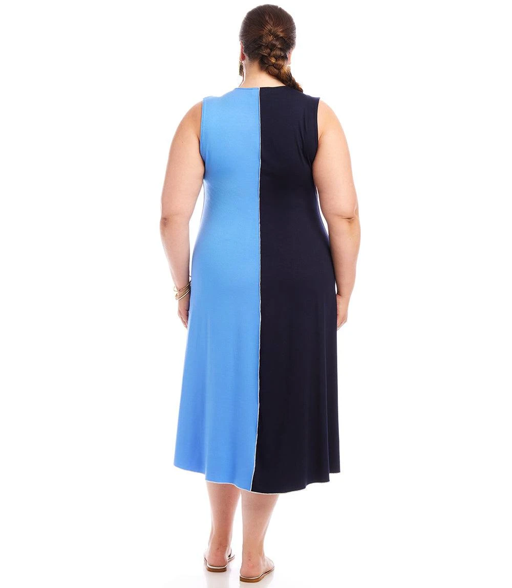 Plus Size Sleeveless Colorblock Midi Dress 5 Plus Size Sleeveless Colorblock Midi Dress - Image 3