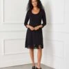 3/4 Sleeve Fringe Hem Dress -Karen Kane Store 1L14005 BLK karenkane 2025 Spring 00