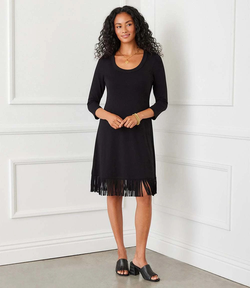 3/4 Sleeve Fringe Hem Dress 3 3/4 Sleeve Fringe Hem Dress