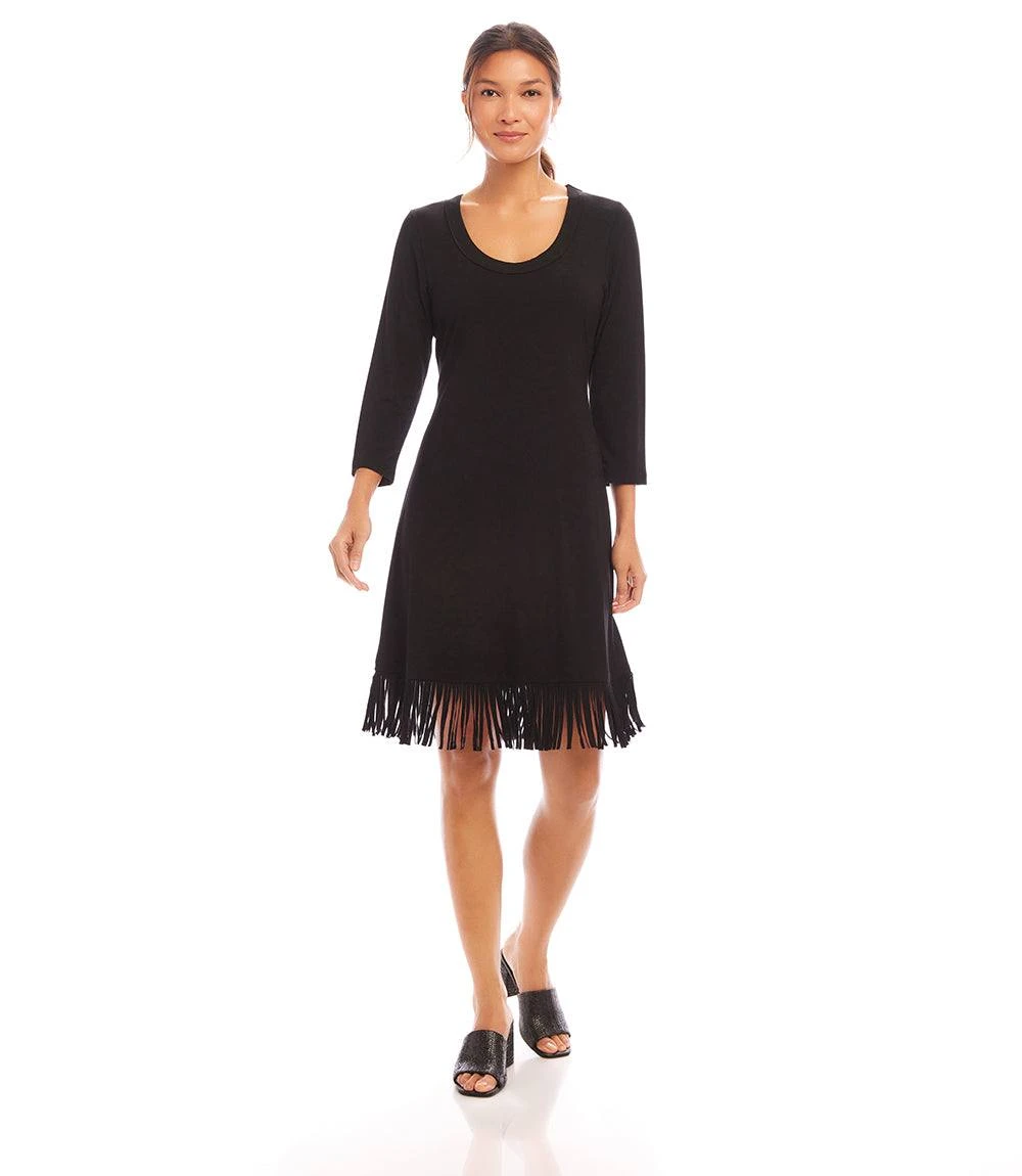 3/4 Sleeve Fringe Hem Dress 4 3/4 Sleeve Fringe Hem Dress - Image 2