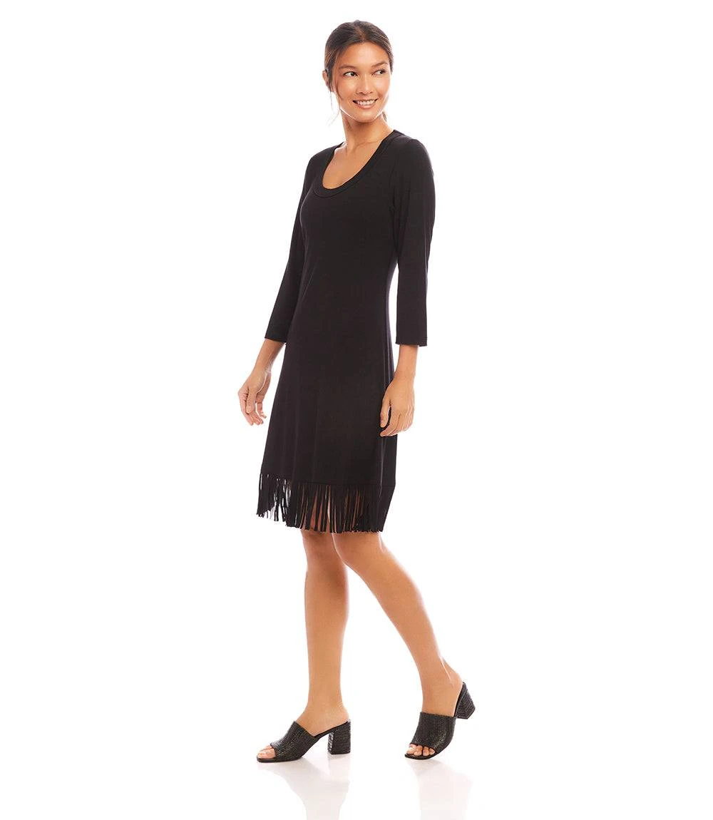 3/4 Sleeve Fringe Hem Dress 5 3/4 Sleeve Fringe Hem Dress - Image 3