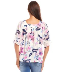 Contrast Square Neck Top -Karen Kane Store 1L20102 PRT karenkane 2025 Spring 00 5