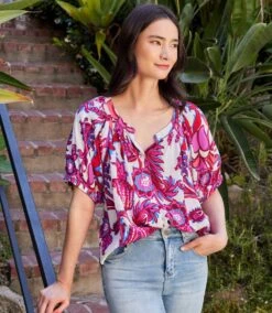 Short Sleeve Peasant Top