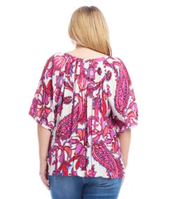 Plus Size Short Sleeve Peasant Top -Karen Kane Store 1L20700 PRT karenkane 2025 Spring 00 3 5b828d0c 735f 45d8 b35a a939bdd94c98