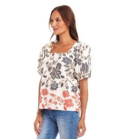 Puff Sleeve Square Neck Top -Karen Kane Store 1L21901 PRT karenkane 2025 Spring 00 2