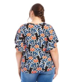 Plus Size Flutter Sleeve V-Neck Top -Karen Kane Store 1L22301W PRT karenkane 2025 Spring 00 3