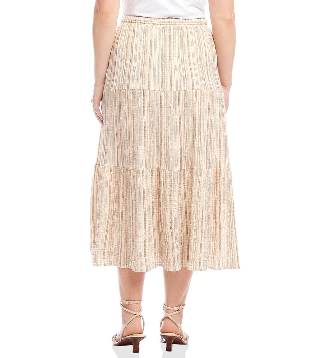 Plus Size Metallic Stripe Tiered Midi Skirt 5 Plus Size Metallic Stripe Tiered Midi Skirt - Image 3