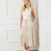 Metallic Stripe Tiered Midi Skirt 1 Metallic Stripe Tiered Midi Skirt -Karen Kane Store 1L24600 STP karenkane 2025 Spring 00