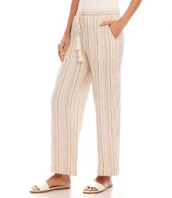 Metallic Stripe Drawstring Ankle Pants -Karen Kane Store 1L24601 STP karenkane 2025 Spring 00 2