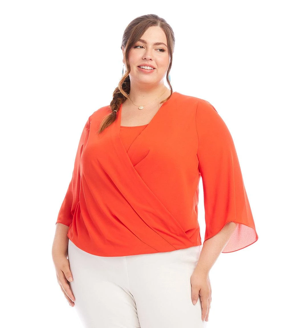 Plus Size Drape Front Crossover Top 3 Plus Size Drape Front Crossover Top