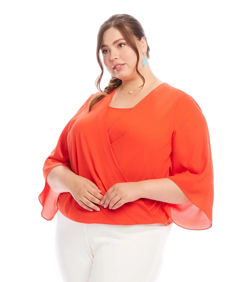 Plus Size Drape Front Crossover Top 4 Plus Size Drape Front Crossover Top - Image 2