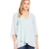 Petite Size Bracelet Sleeve Asymmetric Top 1 Petite Size Bracelet Sleeve Asymmetric Top -Karen Kane Store 1L25029P FIJI karenkane 2025 Spring 00 1