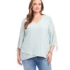 Plus Size Bracelet Sleeve Asymmetric Top 2 Plus Size Bracelet Sleeve Asymmetric Top -Karen Kane Store 1L25029W FIJI karenkane 2025 Spring 01