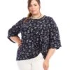 Plus Size Flare Sleeve Pick-Up Top