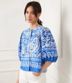 Puff Sleeve Button-Front Shirt 12 Puff Sleeve Button-Front Shirt -Karen Kane Store 1L27019 PRT karenkane 2025 Spring 00 2