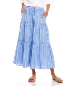 Stripe Tiered Midi Skirt -Karen Kane Store 1L27100 STP karenkane 2025 Spring 00 2
