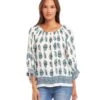 Border Print Blouson Sleeve Top -Karen Kane Store 1L27701 PRT karenkane 2025 Spring 00 1