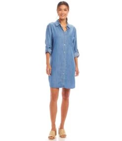 Roll Tab Chambray Shirtdress -Karen Kane Store 1L66000 CHA karenkane 2025 Spring 00 1