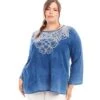 Plus Size Embroidered Boatneck Tunic -Karen Kane Store 1L70223W IND karenkane 2025 Spring 00 1