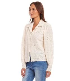 Long Sleeve Embroidered Blouse 11 Long Sleeve Embroidered Blouse -Karen Kane Store 1L70232 CRE karenkane 2025 Spring 00 2