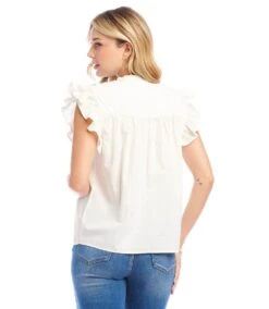 Embroidered Ruffle Sleeve Top -Karen Kane Store 1L70241 OWN karenkane 2025 Spring 00 5