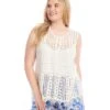 Plus Size Lace Trim Sleeveless Top -Karen Kane Store 1L70243W OWH karenkane 2025 Spring 00 1