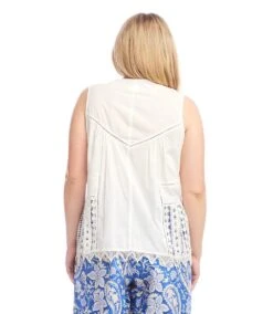 Plus Size Lace Trim Sleeveless Top -Karen Kane Store 1L70243W OWH karenkane 2025 Spring 00 3