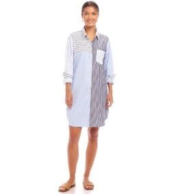 Long Sleeve Mixed Stripe Shirtdress -Karen Kane Store 1L70248 STP karenkane 2025 Spring 00 2