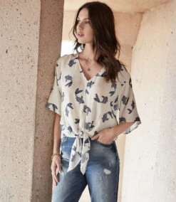 Tie-Front Top 13 Tie-Front Top -Karen Kane Store 1L92527 print 001 9a5d119b 1b09 432f 9cd2 2f45f525be07