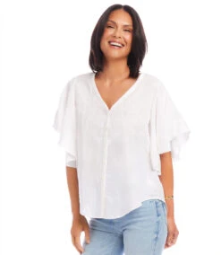 Flutter Sleeve Top -Karen Kane Store 2L01527 OWH KK 2025 Summer 00 2 nds