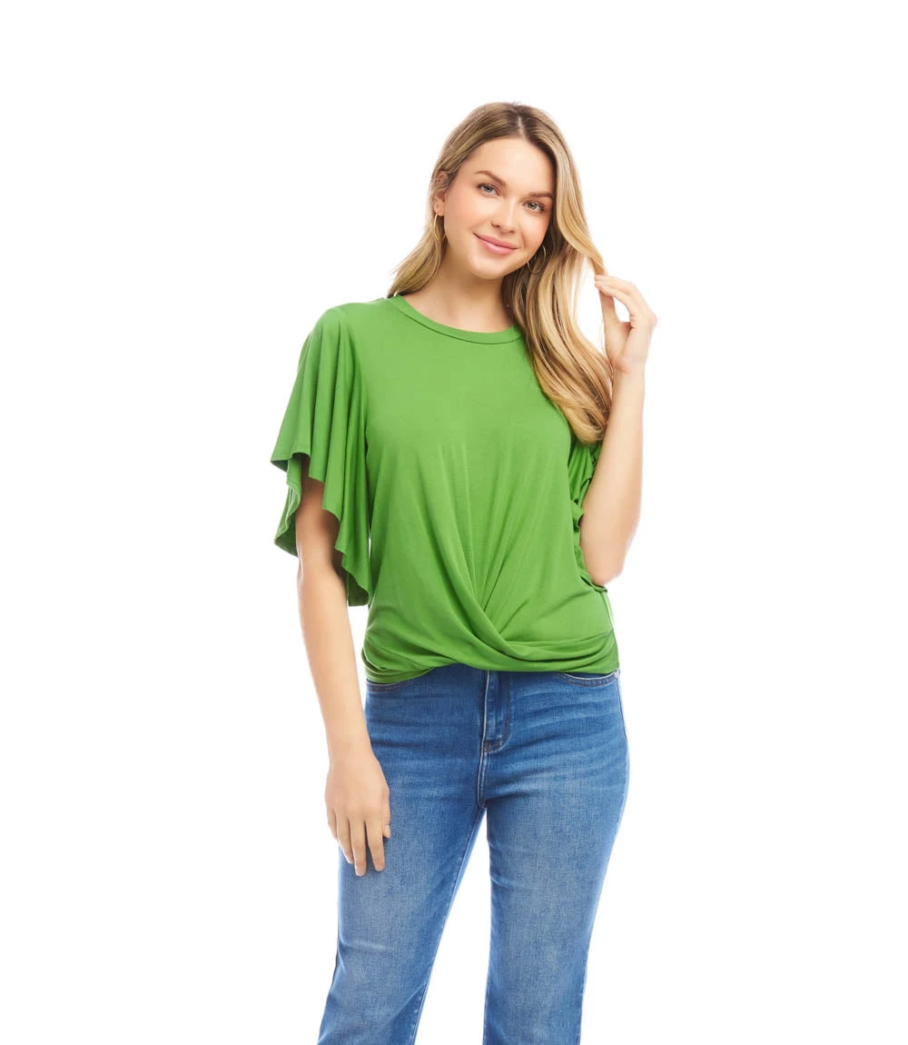 Petite Size Flutter Sleeve Drape Front Top 4 Petite Size Flutter Sleeve Drape Front Top - Image 2