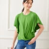 Petite Size Flutter Sleeve Drape Front Top -Karen Kane Store 2L13042P GRE KK 2025 Summer 00 4