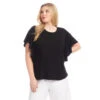 Plus Size Flutter Sleeve Crew Neck Top -Karen Kane Store 2L13043W BLK KK 2025 Summer 00 1