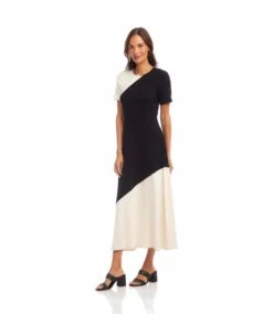 Short Sleeve Contrast Midi Dress -Karen Kane Store 2L14076 EBL KK 2025 Summer 00 3