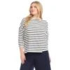 Plus Size Stripe 3/4 Sleeve Boatneck Top 2 Plus Size Stripe 3/4 Sleeve Boatneck Top -Karen Kane Store 2L20401W CNA karenkane 2025 Summer 00 1
