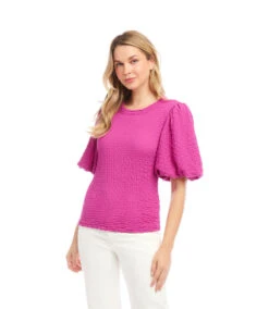 Puff Sleeve Textured Top 8 Puff Sleeve Textured Top -Karen Kane Store 2L20803 ORC KK 2025 Summer 00 2 1