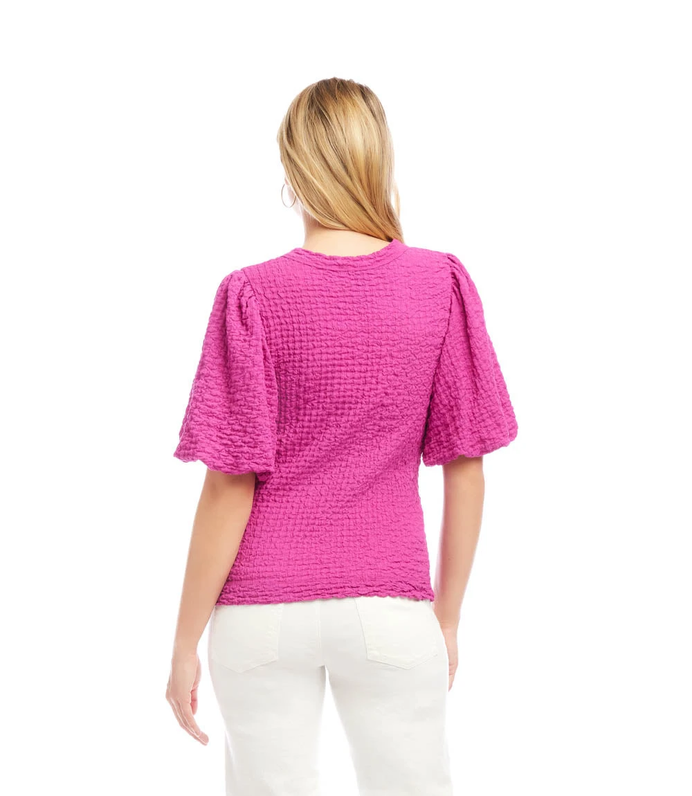 Puff Sleeve Textured Top 4 Puff Sleeve Textured Top - Image 2